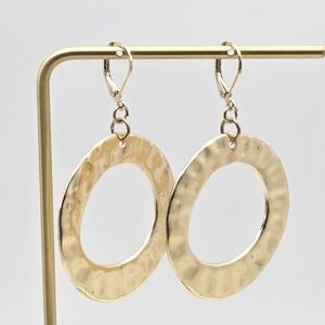 Chic Gold-Tone Hammered Oval Earrings